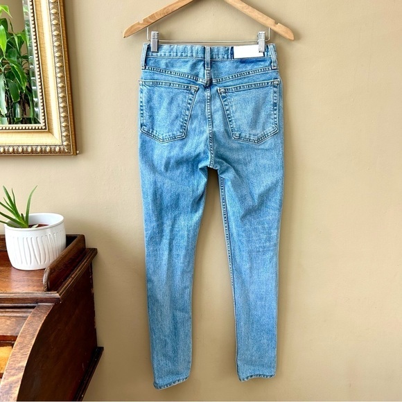 RE/DONE ORIGINALS High Rise Stretch Skinny Jeans Light Wash Button Fly Size 26 - Picture 5 of 12